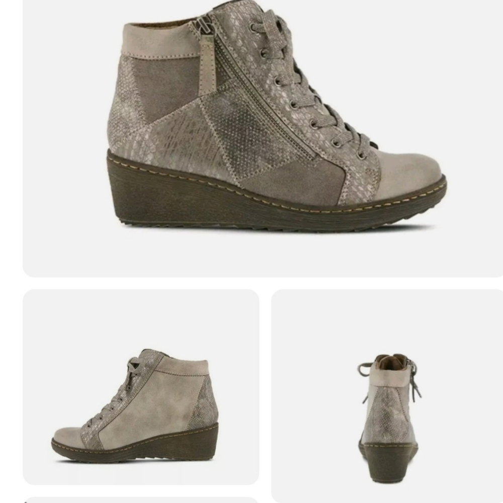 Spring Step LILOU-GREY Booties, Grey, Womens US 8